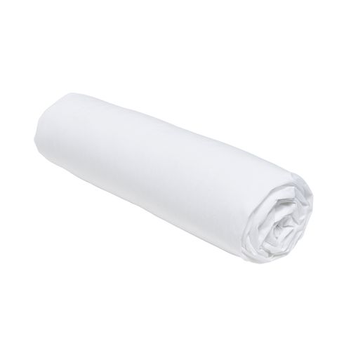 Drap Housse Grand Bonnet 2 Personnes Uni Coton Prestige 140x190 Cm Blanc