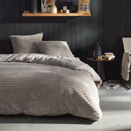 Parure De Lit En Polaire Côtelé Bien Au Chaud 63x63 Cm Beige