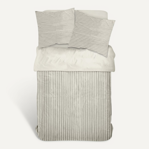 Parure De Lit En Polaire Côtelé Bien Au Chaud 63x63 Cm Beige