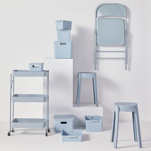 Desserte à Roulettes Sur 3 Niveaux Métal Equipment Bleu