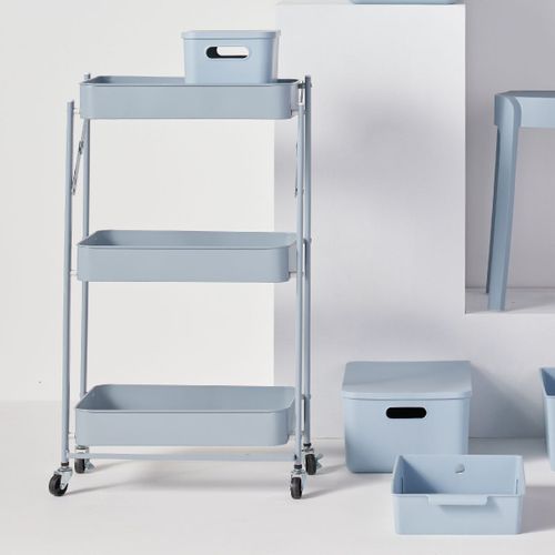 Desserte à Roulettes Sur 3 Niveaux Métal Equipment Bleu