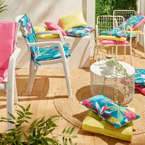 Galette De Chaise Déperlante Avec Nouettes Paradise 40x40cm Jaune