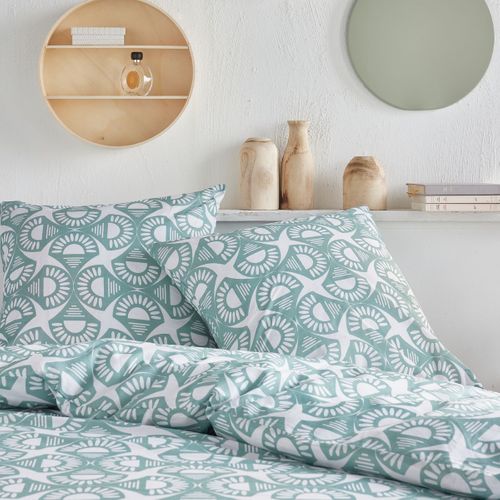 Parure De Lit Imprimé Graphique Crazy Cleo 220x240cm Bleu