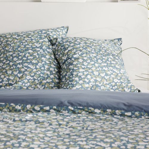 Housse De Couette 220x240 Cm Motif Floral Bleu – 100% Coton, 2 Taies 63x63