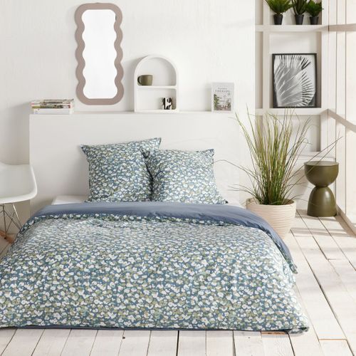 Housse De Couette 220x240 Cm Motif Floral Bleu – 100% Coton, 2 Taies 63x63
