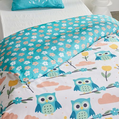 Parure De Lit Coton Imprimé Animalier Funny 63x63 Cm Bleu