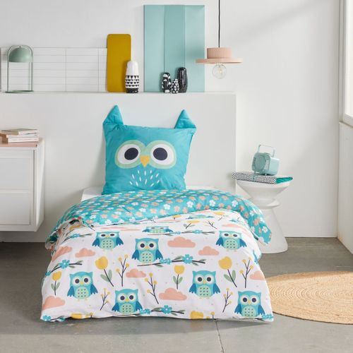 Parure De Lit Coton Imprimé Animalier Funny 63x63 Cm Bleu