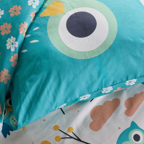 Parure De Lit Coton Imprimé Animalier Funny 63x63 Cm Bleu