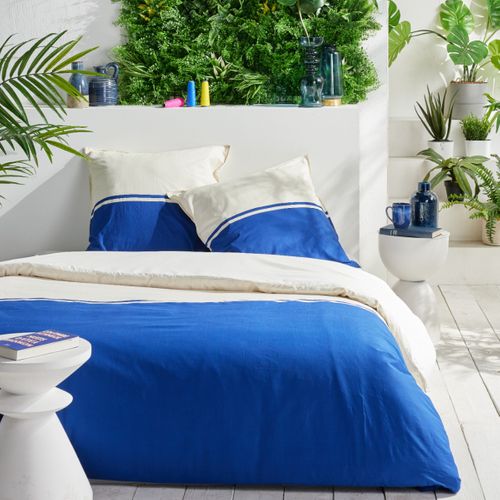 Parure De Lit Bicolore Coton Summer 63x63 Cm Bleu