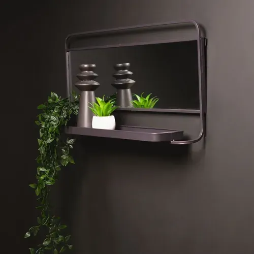 Grand Miroir Mural Cozy En Métal - Gris