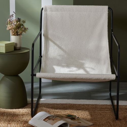 Fauteuil Chilienne Bouclette Uni Retro Mood Ecru