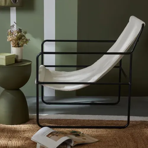 Fauteuil Chilienne Bouclette Uni Retro Mood Ecru
