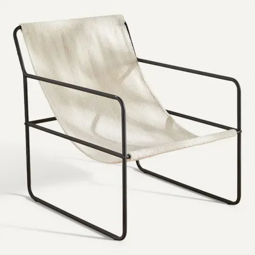 Fauteuil Chilienne Bouclette Uni Retro Mood Ecru