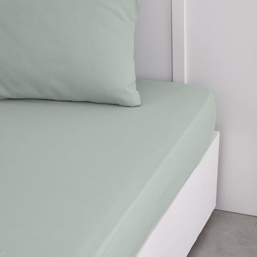 Drap Housse 160x200+30 Cm 100% Coton - Celadon, 57 Fils/cm²