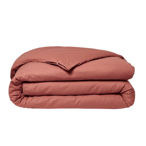 Housse De Couette Essential - 240 X 260 Cm - 2 Personnes - 100% Coton Uni - Terracotta