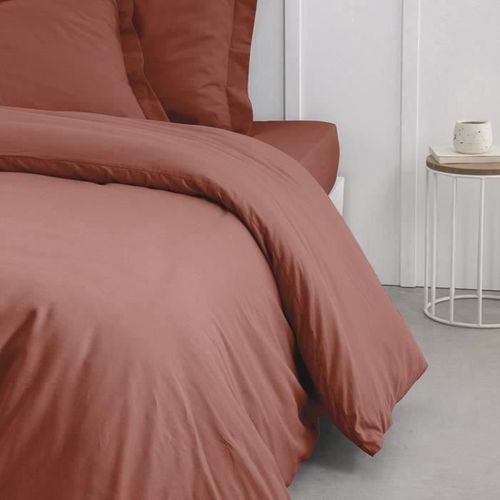 Housse De Couette Essential - 240 X 260 Cm - 2 Personnes - 100% Coton Uni - Terracotta