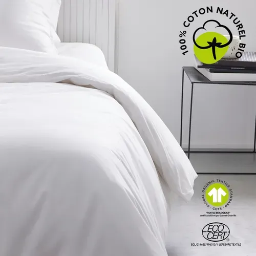 Housse De Couette En Coton Bio Organic 140x200cm Blanc