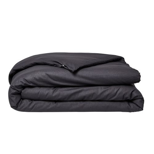 Housse De Couette Lit Double "organic" En Coton Bio - Gris Fusain - 220 X 240 Cm