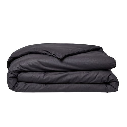 Housse De Couette Lit Double "organic" En Coton Bio - Gris Fusain - 220 X 240 Cm