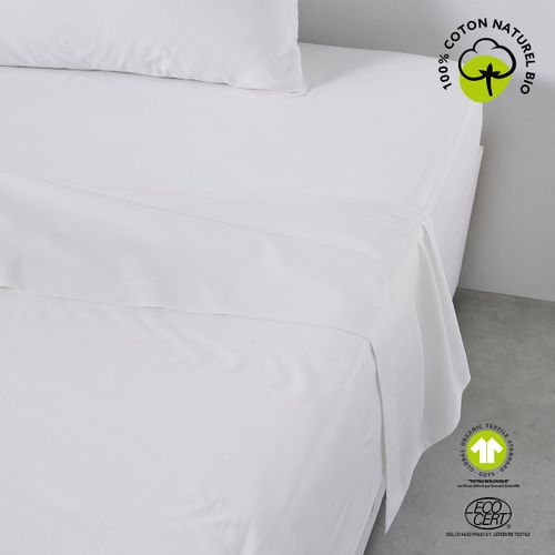 Drap Plat En Coton "organic" - Blanc - 180 X 290 Cm