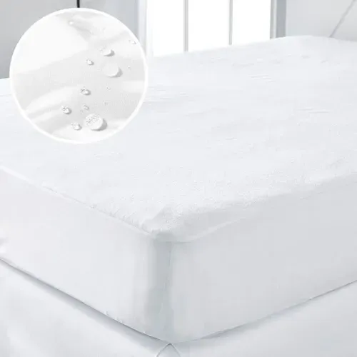 Protège-matelas Imperméable 160x200 Cm - Bonnet 25 Cm, Blanc, Microfibre