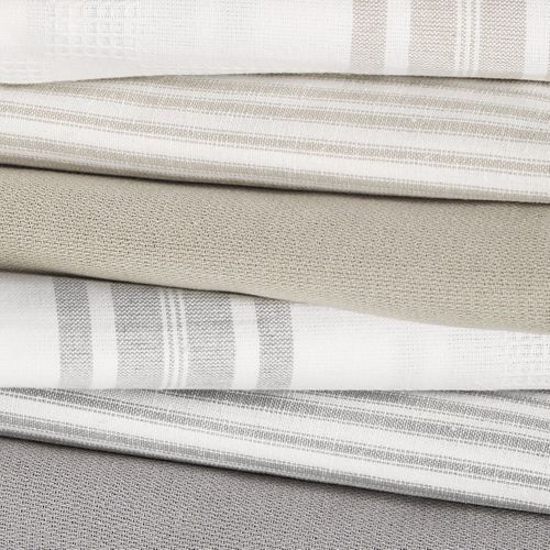 Lot De 3 Torchons Imprimé Rayures Essential Beige