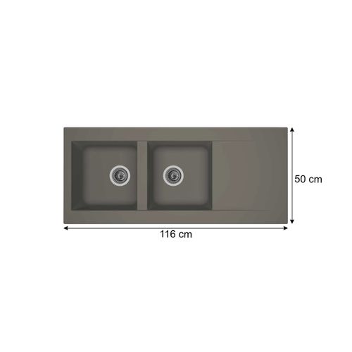 Evier résine 2 bacs EINNA 116 x 50 cm gris