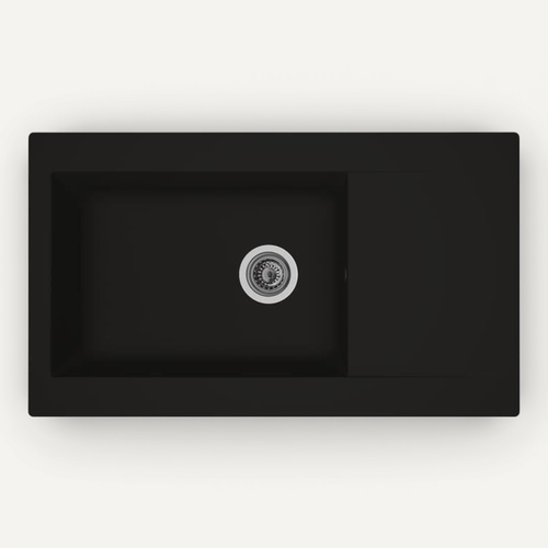 Evier Cuisine à Encastrer 1 Grand Bac + 1 Égouttoir Einna - Résine - 86 X 50 Cm - Noir