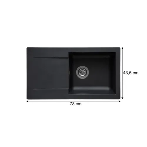 Evier résine 1 bac 78x43,50 cm EINNA Noir