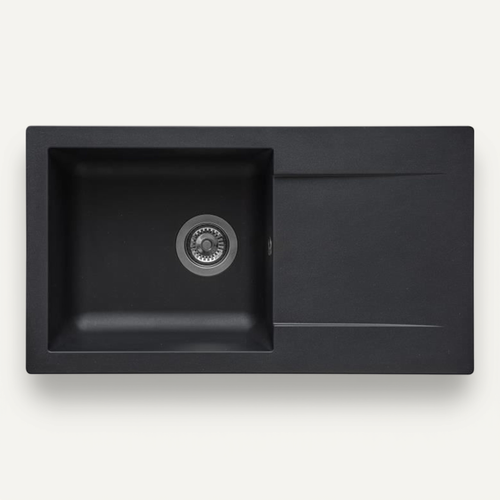 Evier à Encastrer Einna, En Smc Noir Paillete - 06, 1 Bac, Dim. 78 * 43,5 Cm, Vidage Manuel