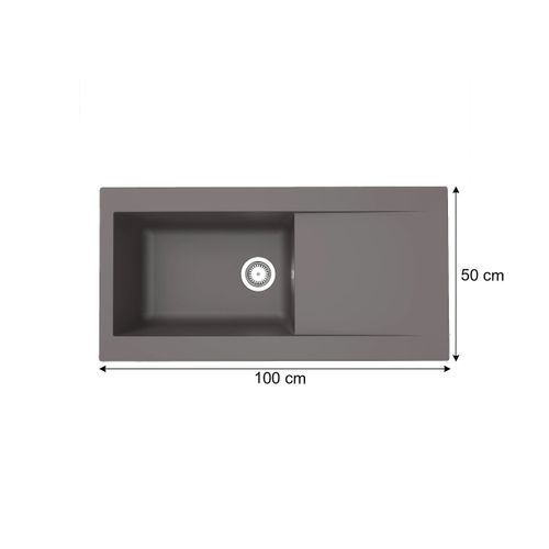 Evier résine 1 bac EINNA 100 x 50 cm gris