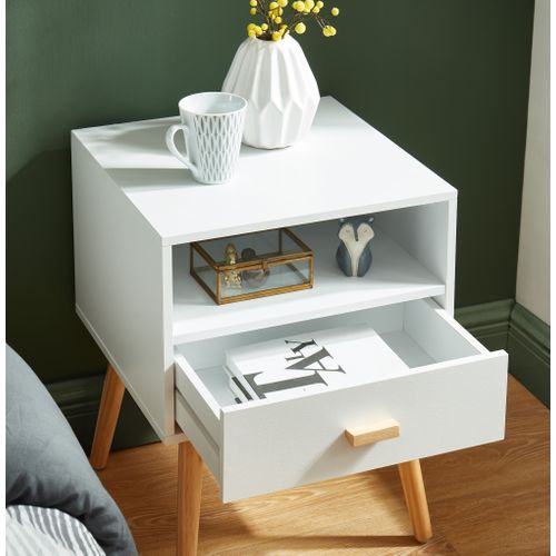 Table De Chevet Ulos Blanc 1 Tiroir 40cm