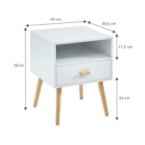 Table De Chevet Ulos Blanc 1 Tiroir 40cm