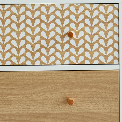 Commode Capucine Blanc Et Effet Chêne 6 Tiroirs 150cm