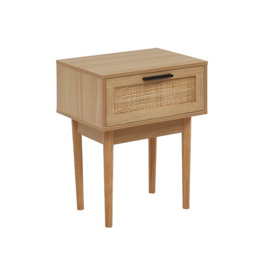 Table De Chevet Amana  Cannage Rotin  1 Tiroir 40cm