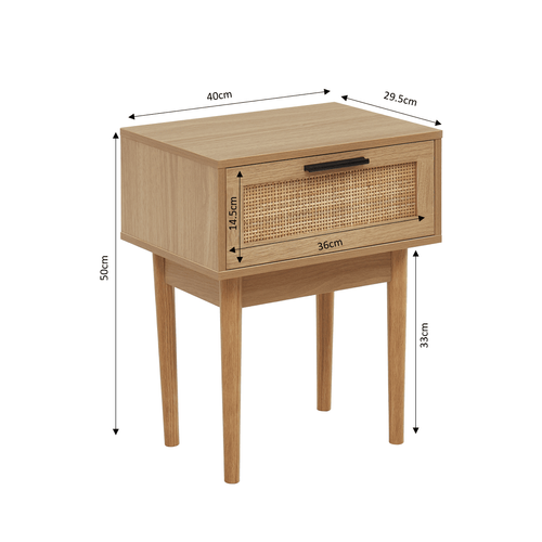 Table De Chevet Amana  Cannage Rotin  1 Tiroir 40cm
