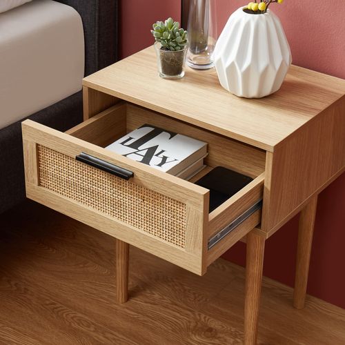 Table De Chevet Amana  Cannage Rotin  1 Tiroir 40cm