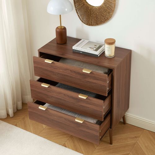 Commode Jeanne 3 Tiroirs Effet Noyer 80cm