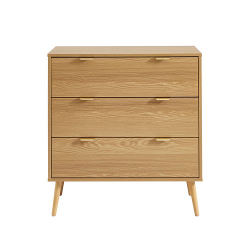 Commode Jeanne 3 Tiroirs Effet Chêne 80cm