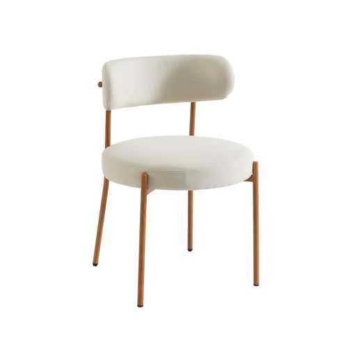 Lot De 2 Chaises Noa Tissu Beige Pieds Métal Finition Bois
