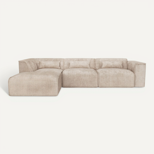 Canapé D'angle Gauche Fixe Nuna 5/6 Places Tissu Taupe