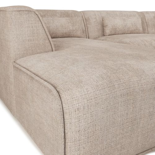 Canapé D'angle Gauche Fixe Nuna 5/6 Places Tissu Taupe