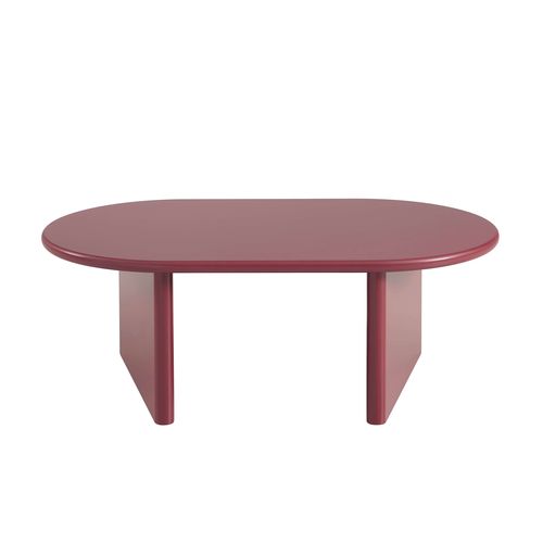 Table Basse Ovale Karia Effet Laqué Bordeaux