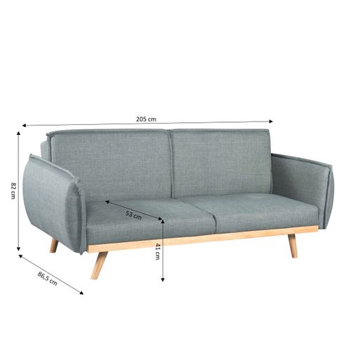 Canapé Droit Convertible Vesta 3 Places Tissu Vert Clair
