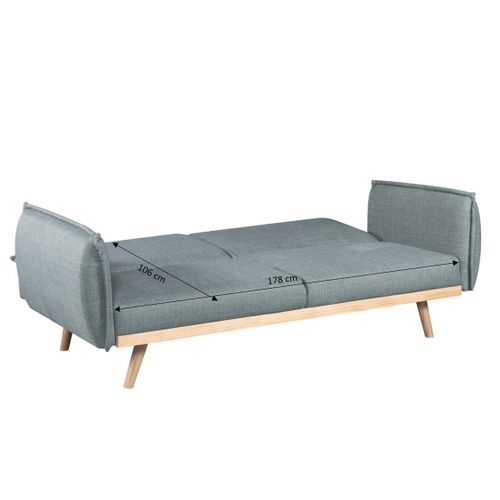 Canapé Droit Convertible Vesta 3 Places Tissu Vert Clair
