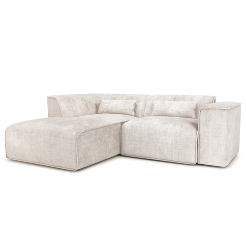Canapé D'angle Gauche Fixe Nuna 4 Places Tissu Beige