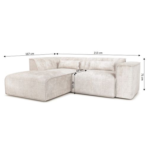 Canapé D'angle Gauche Fixe Nuna 4 Places Tissu Beige