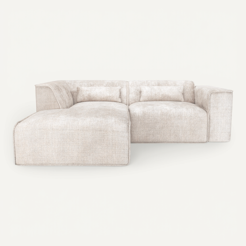 Canapé D'angle Gauche Fixe Nuna 4 Places Tissu Beige