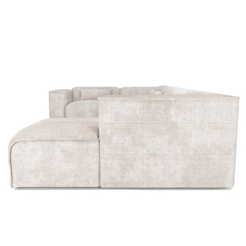Canapé Panoramique Fixe Nuna 7 Places Chaise Droite Tissu Beige