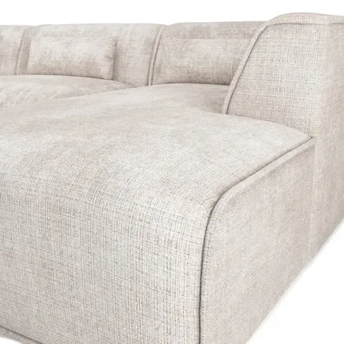 Canapé Panoramique Fixe Nuna 7 Places Chaise Droite Tissu Beige